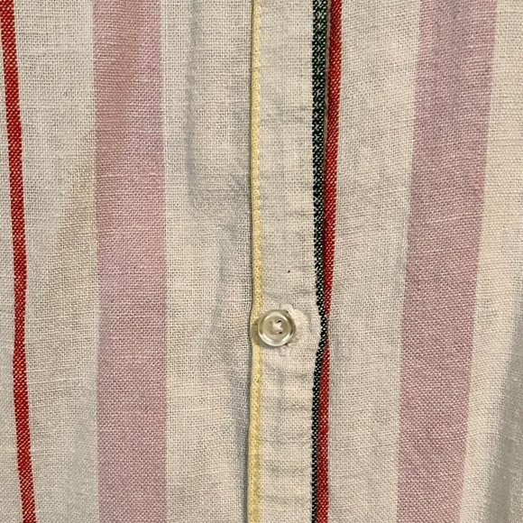 Linen Blend Stripe Collared Full Button Front Shirt Dress Slip Lining XXL - Picture 4 of 10